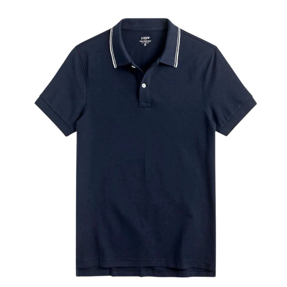 NWT J.Crew WHITE Tipped Piqué Flex Polo Shirt Sz XL AH294